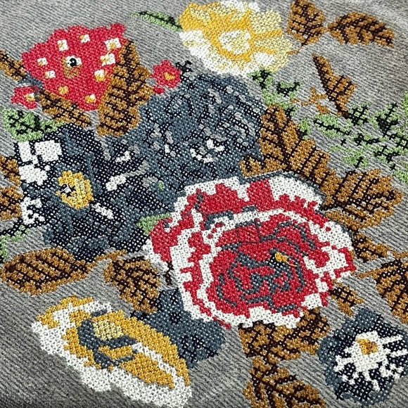 Patricia Nash Cassini Wristlet Floral Cross Stitch Print Leather Pockets Stain - Picture 3 of 8